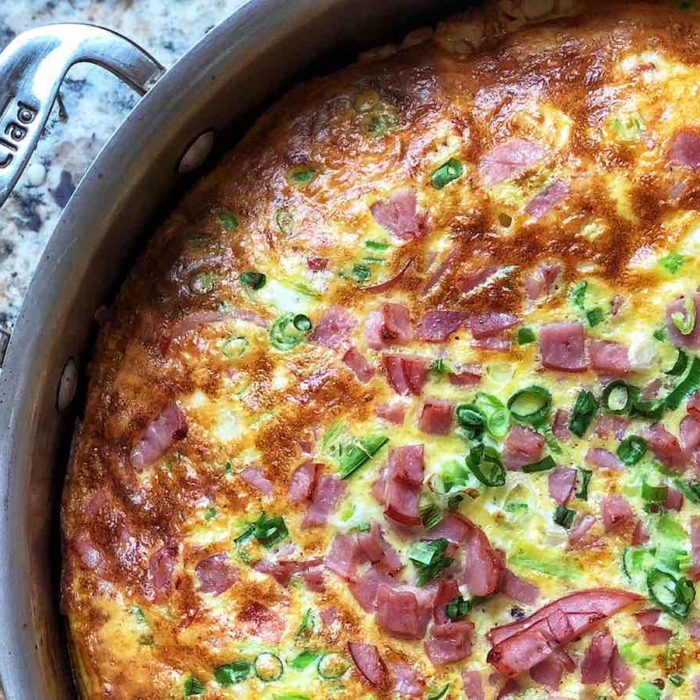 Healthy Frittata Recipe with Corn, Gruyere, & Canadian Bacon (only 4 WW