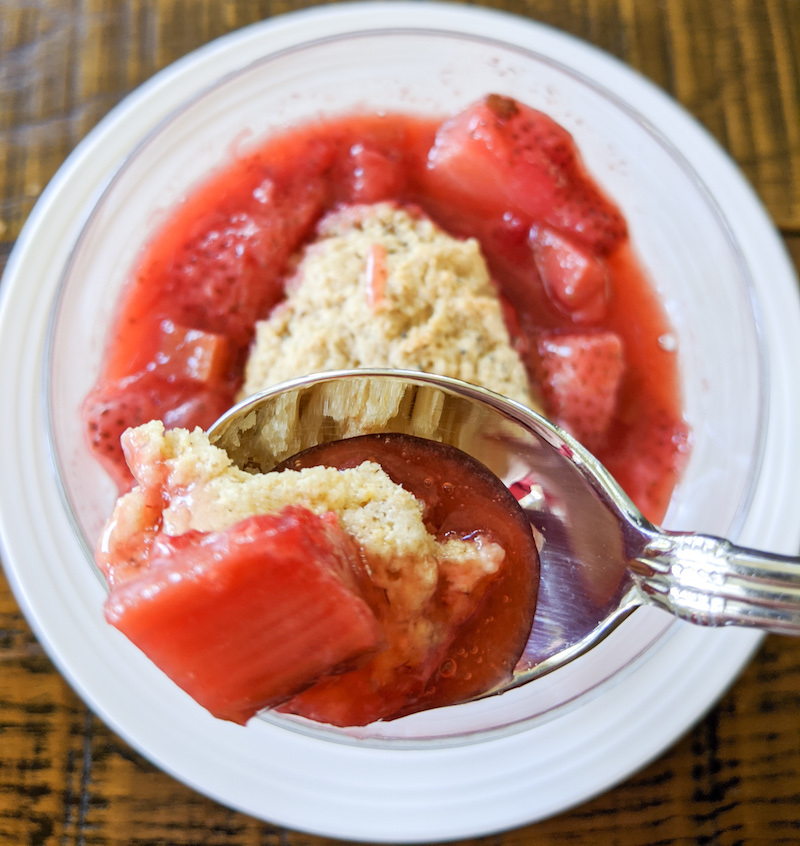 Healthier Dessert - Strawberry rhubarb cobbler