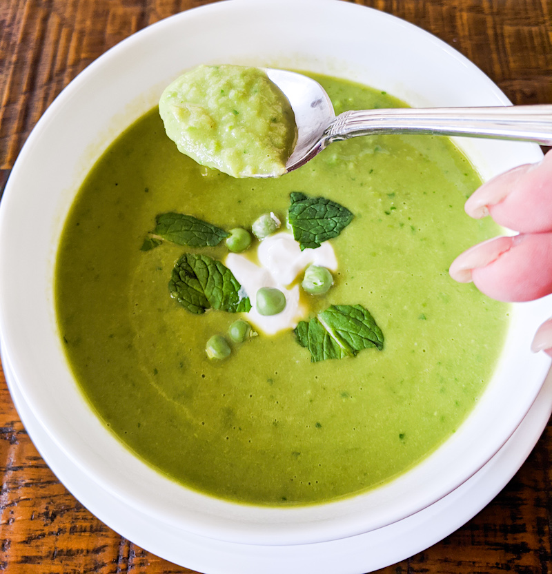 Peapod Soup with potato & mint