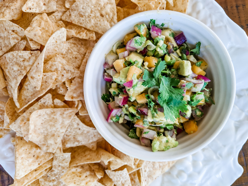 Peach Mango Salsa with Tortilla Chips