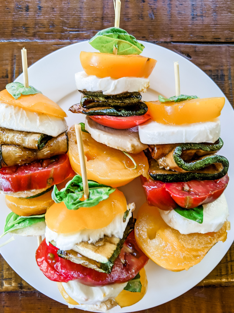 Finished Caprese Stacks with Grilled Zucchini