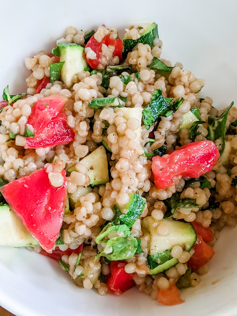 Israeli Couscous Salad with Zucchini and Tomato - Marie Bostwick