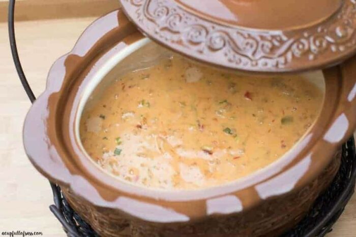The Nacho Cheese Dip, part of the Crocktober Recipe Rond-Up, still in the crock pot