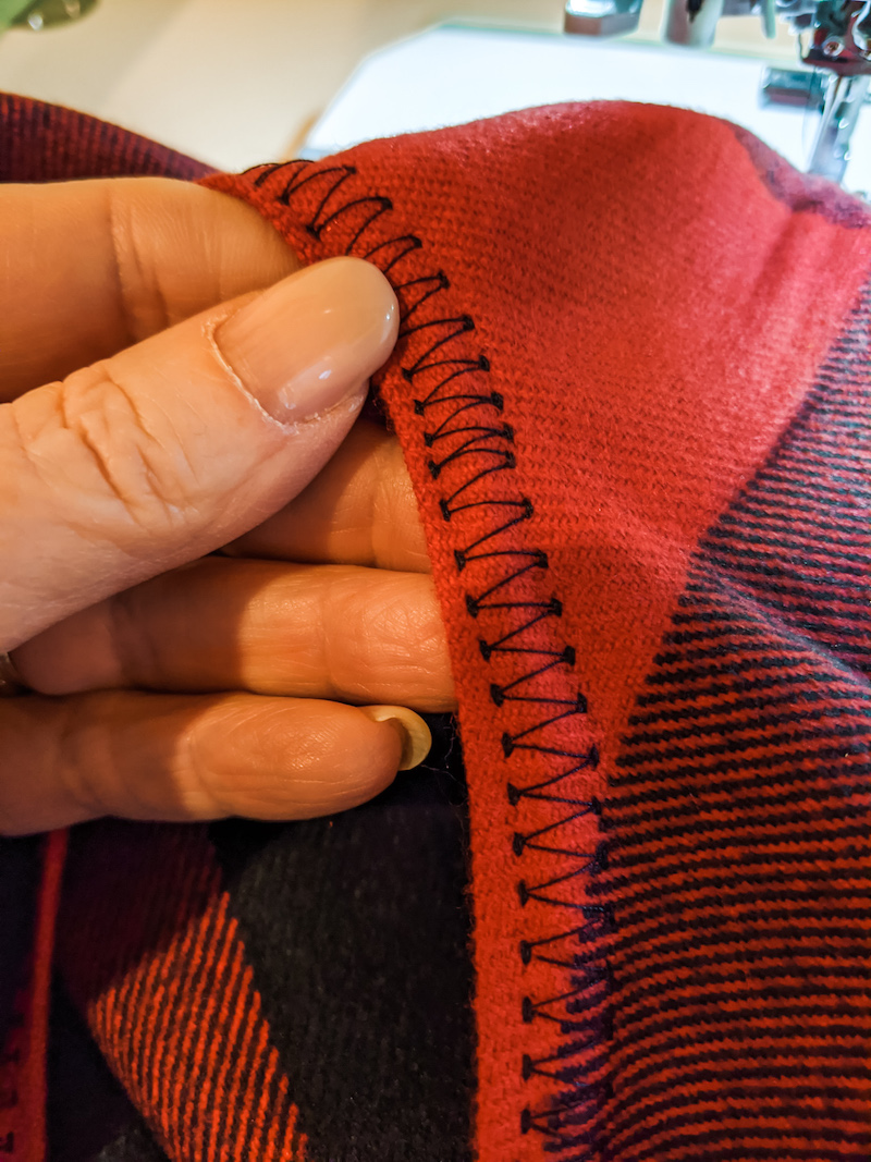 A simple but decorative stitch on the DIY Ruana