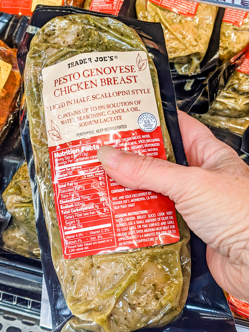 The pesto chicken breast in its packaging