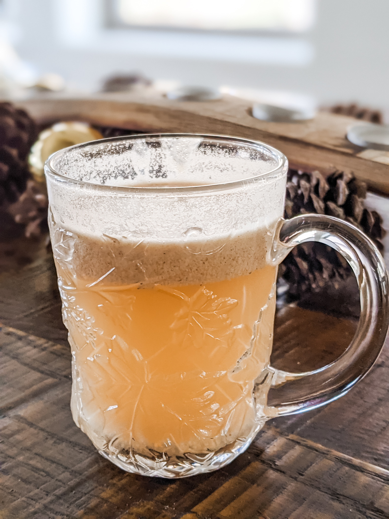 The finished Easy Hot Buttered Rum on a wooden table