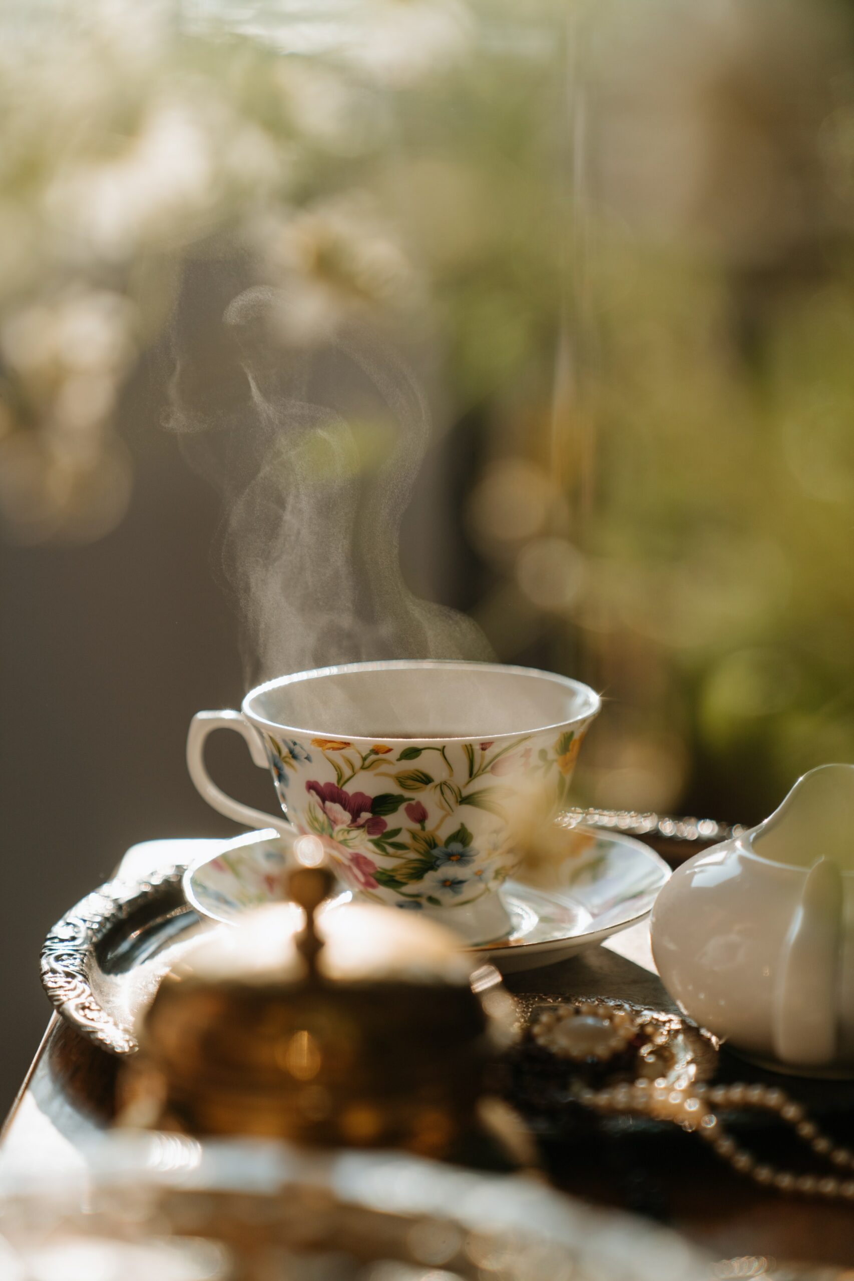 A steaming cup of tea.