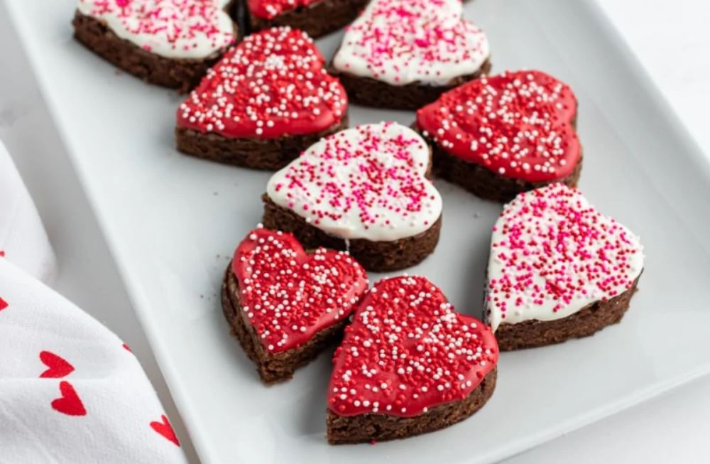 Cut out brownies frosted and topped with sprinkles