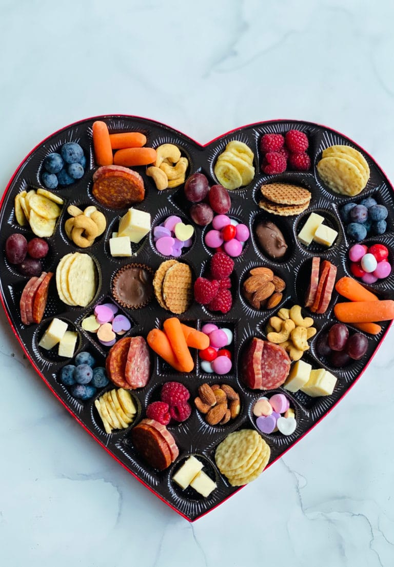 A Valentines themed snack board