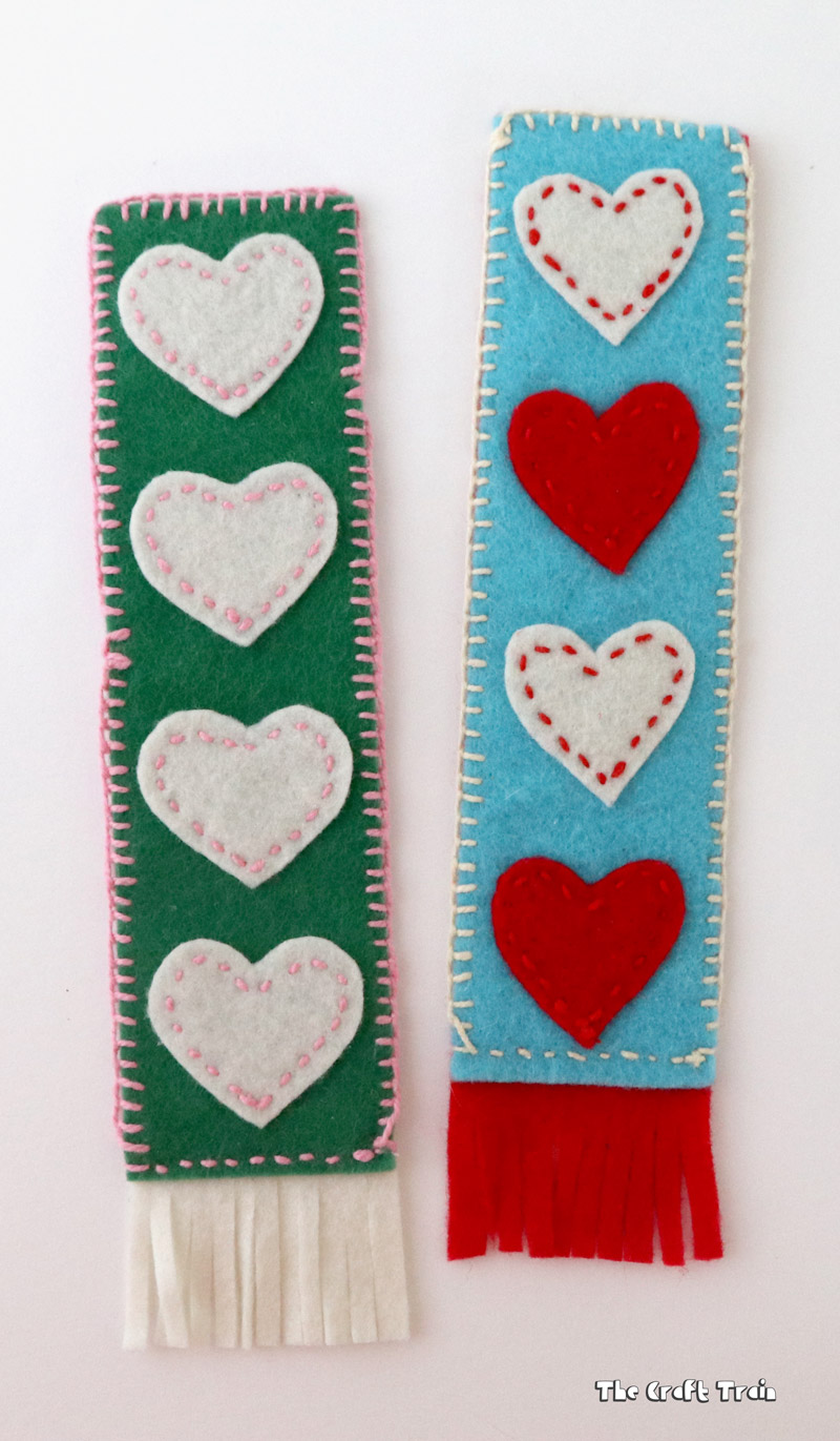 Fabric DIY Bookmarks with hearts cut out