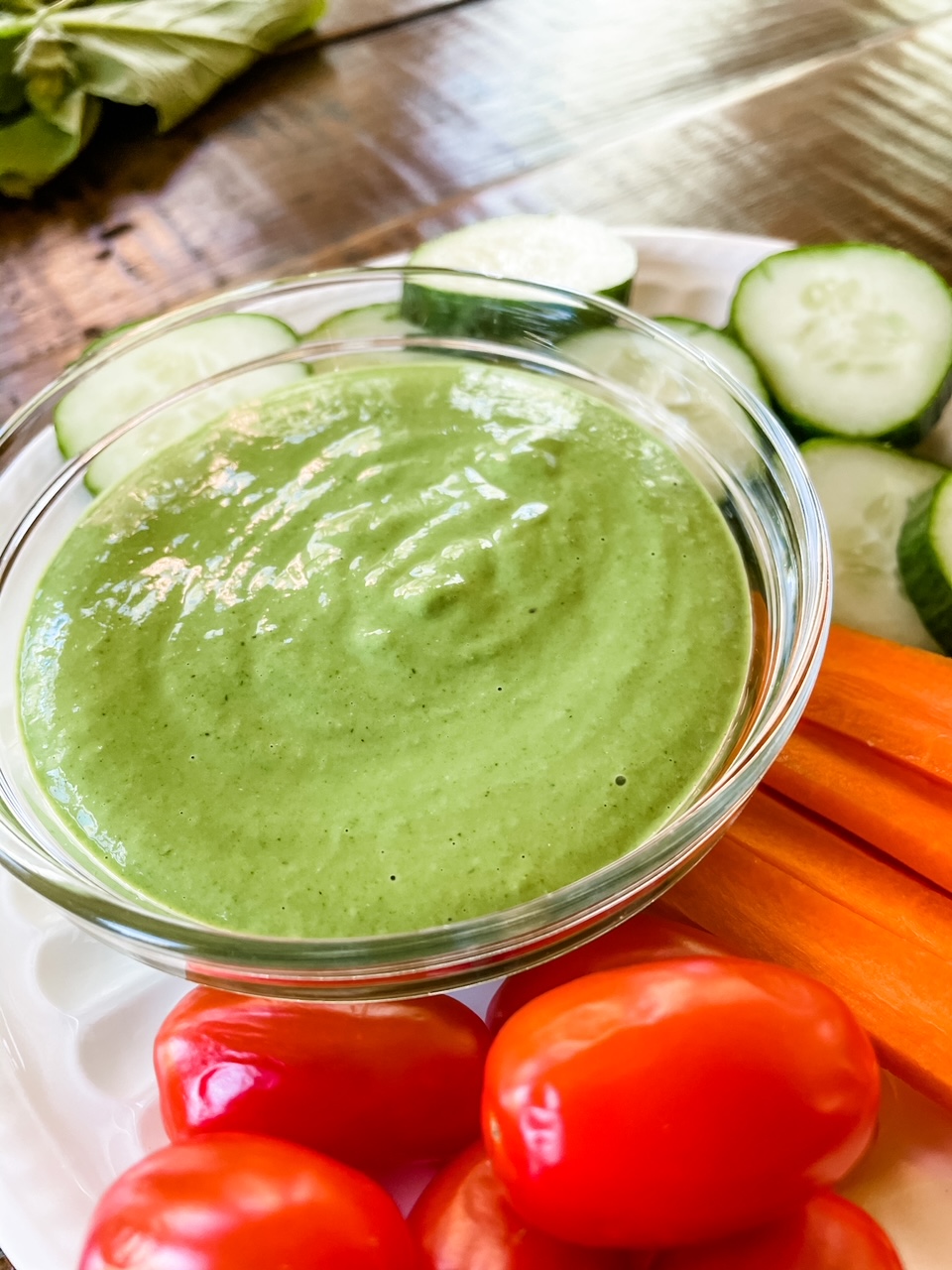 The finished Homemade Green Goddess Salad Dressing