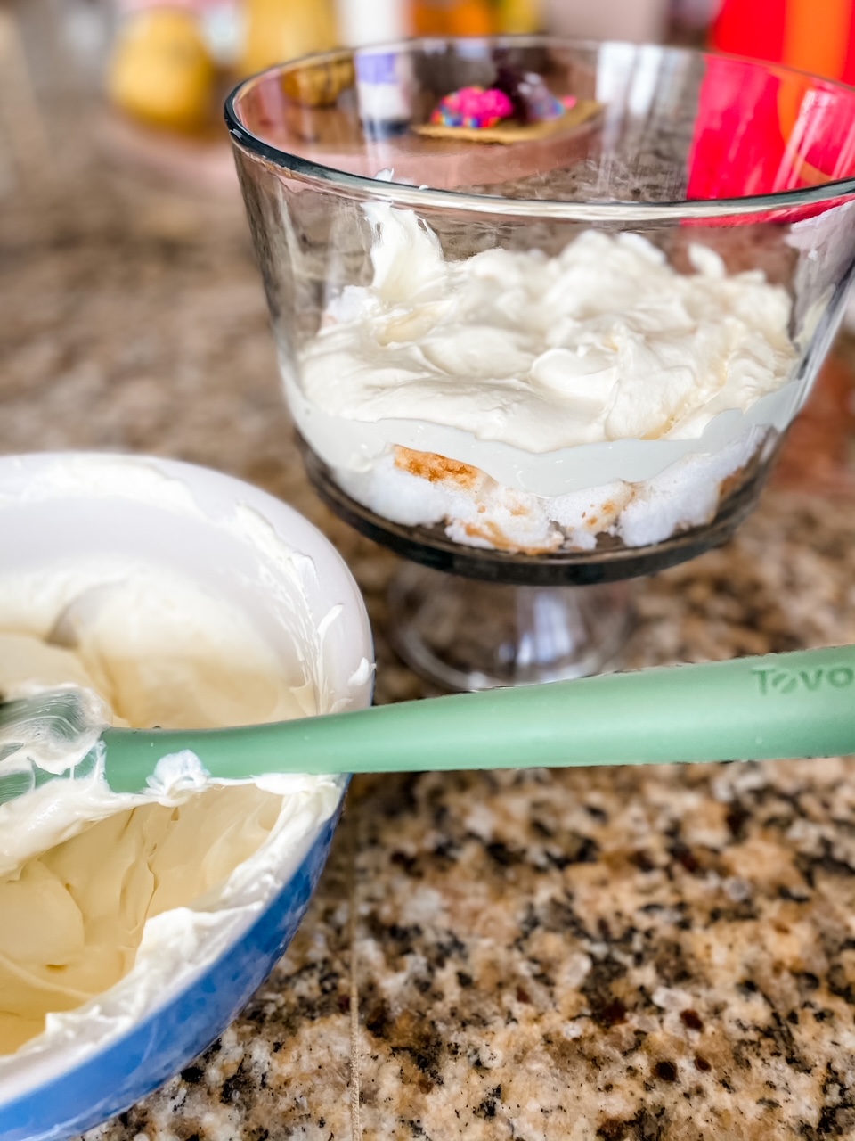 The Greek yogurt filling in a bowl