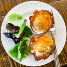 Skinny Cheesy Baked Ham and Egg Cups • Simple Nourished Living