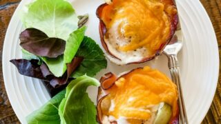 Skinny Cheesy Baked Ham and Egg Cups • Simple Nourished Living