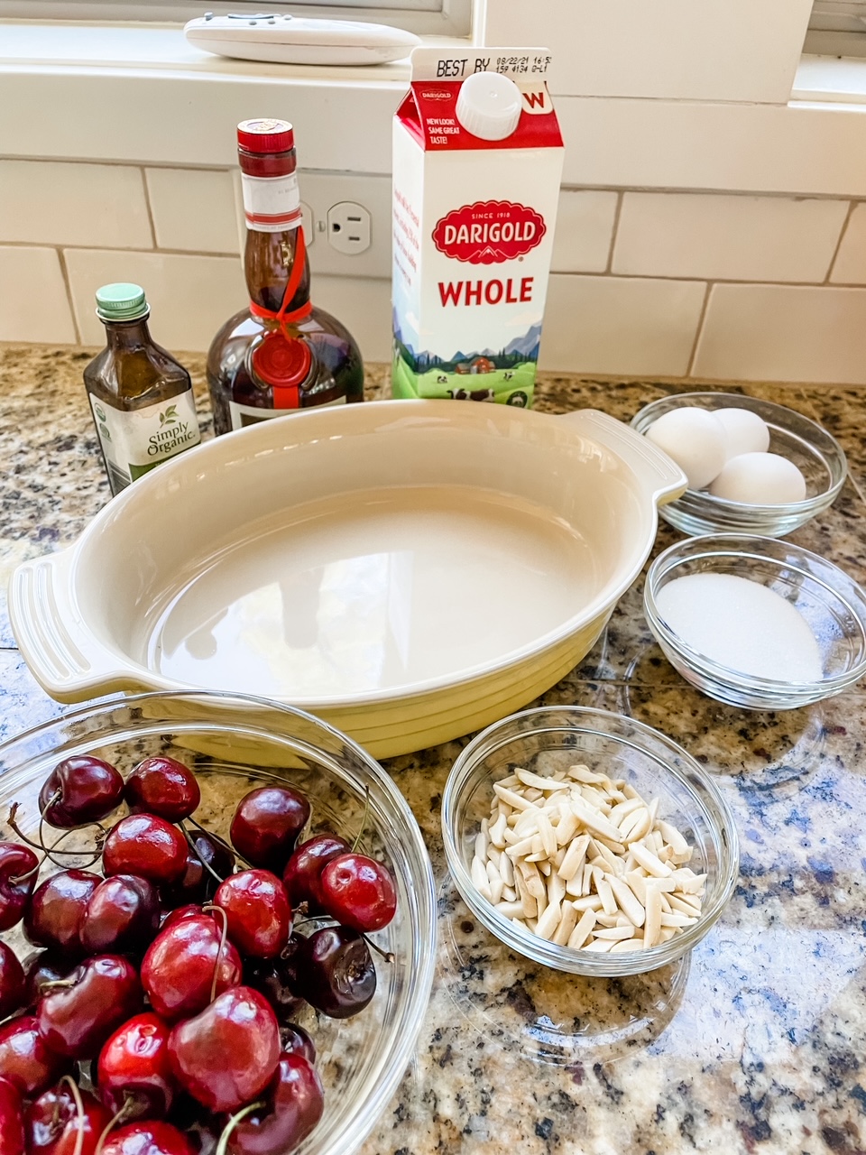 The ingredients for the Fresh Cherry Clafoutis