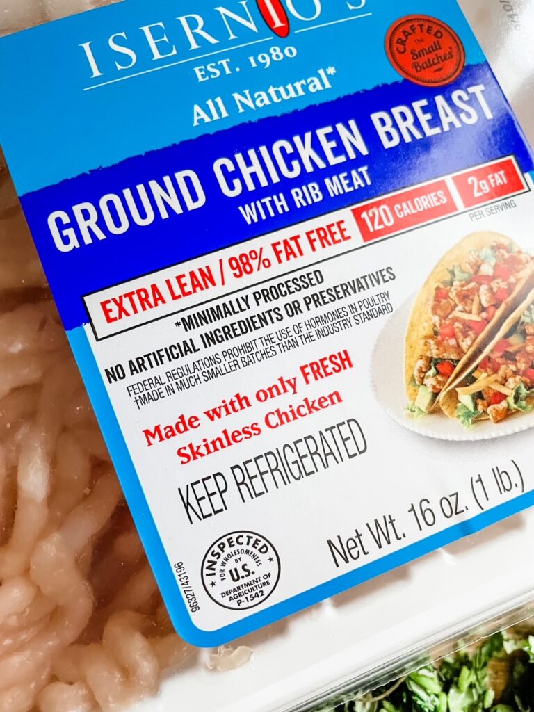 The package of extra-lean ground chicken