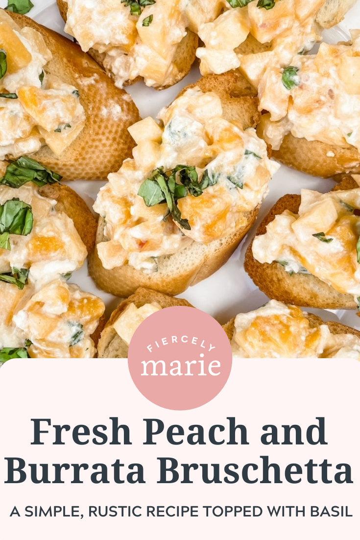 Fresh Peach and Burrata Bruschetta Appetizer
