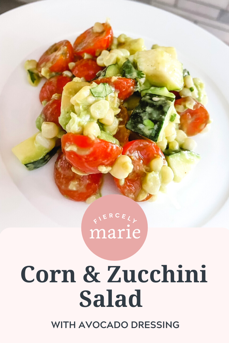 Corn and Zucchini Salad with Avocado Dressing