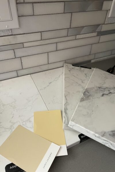 The white marble countertop that Marie chose for her counter top remodeling before and after