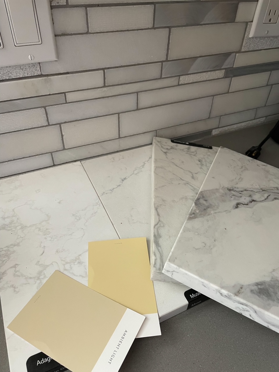 The white marble countertop that Marie chose for her counter top remodeling before and after