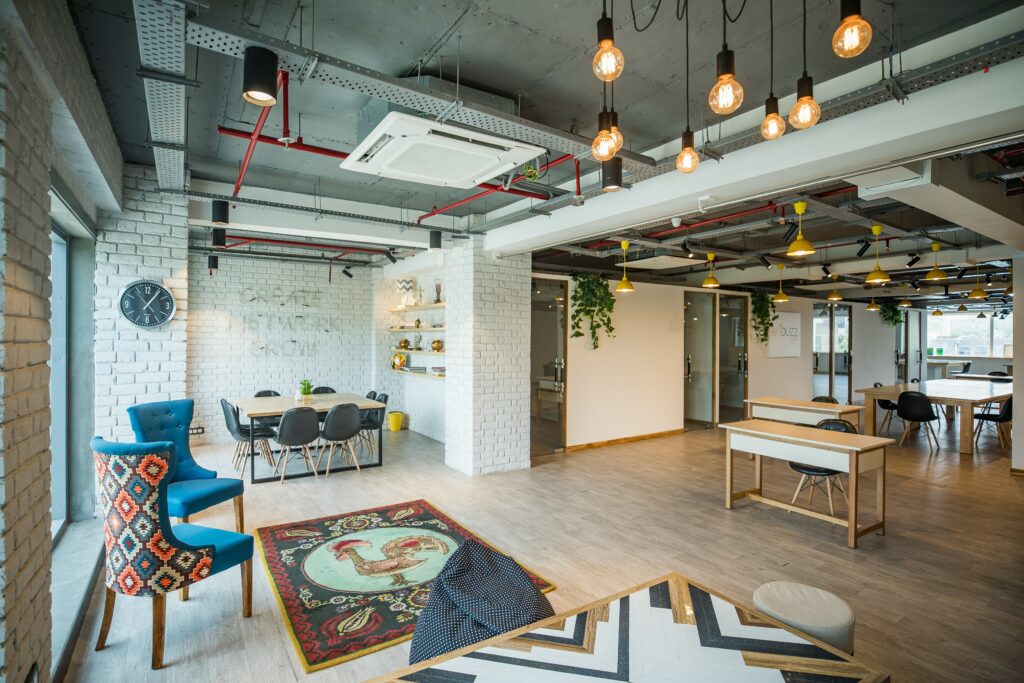 An example of a coworking space lobby and set up