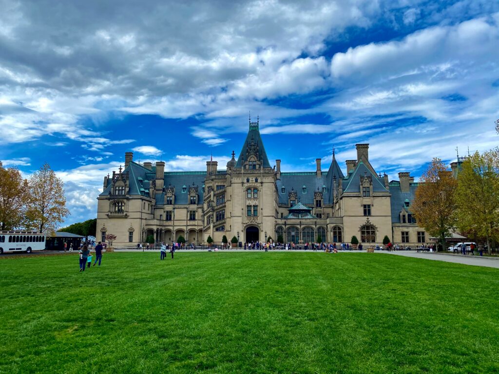 A view of the Biltmore mansion and its grounds