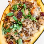 A close up of the Healthy Stuffed Baked Acorn Squash 