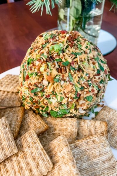 Best Holiday Cheese Ball with crackers