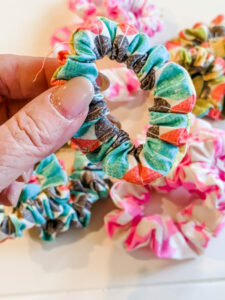 Several of the scrunchies, one of the quick diy christmas gits