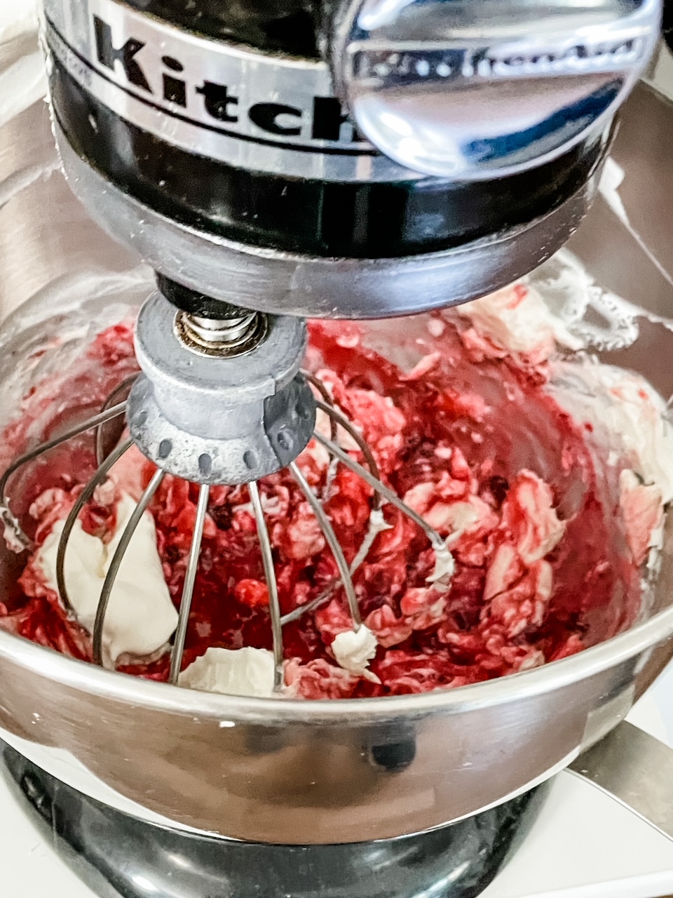 The raspberry chiffon in a mixer