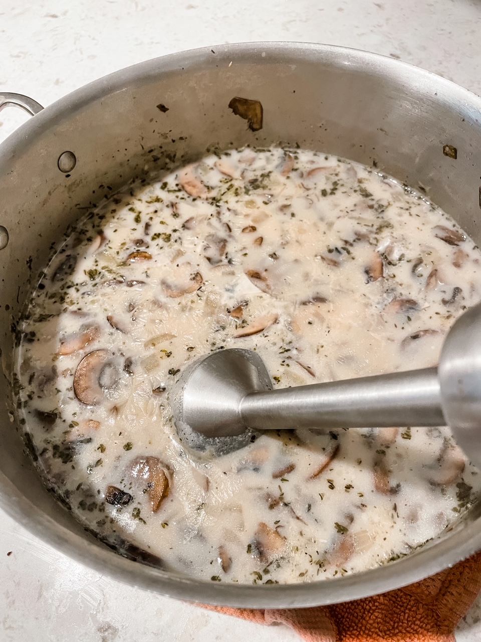 Cream of Mushroom Soup with Garlic Herb Breadcrumbs. - Half Baked