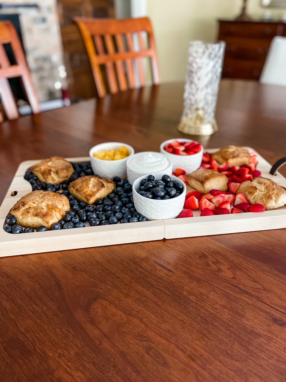 The Choose-Your-Fruit Shortcake Board on a dining room table