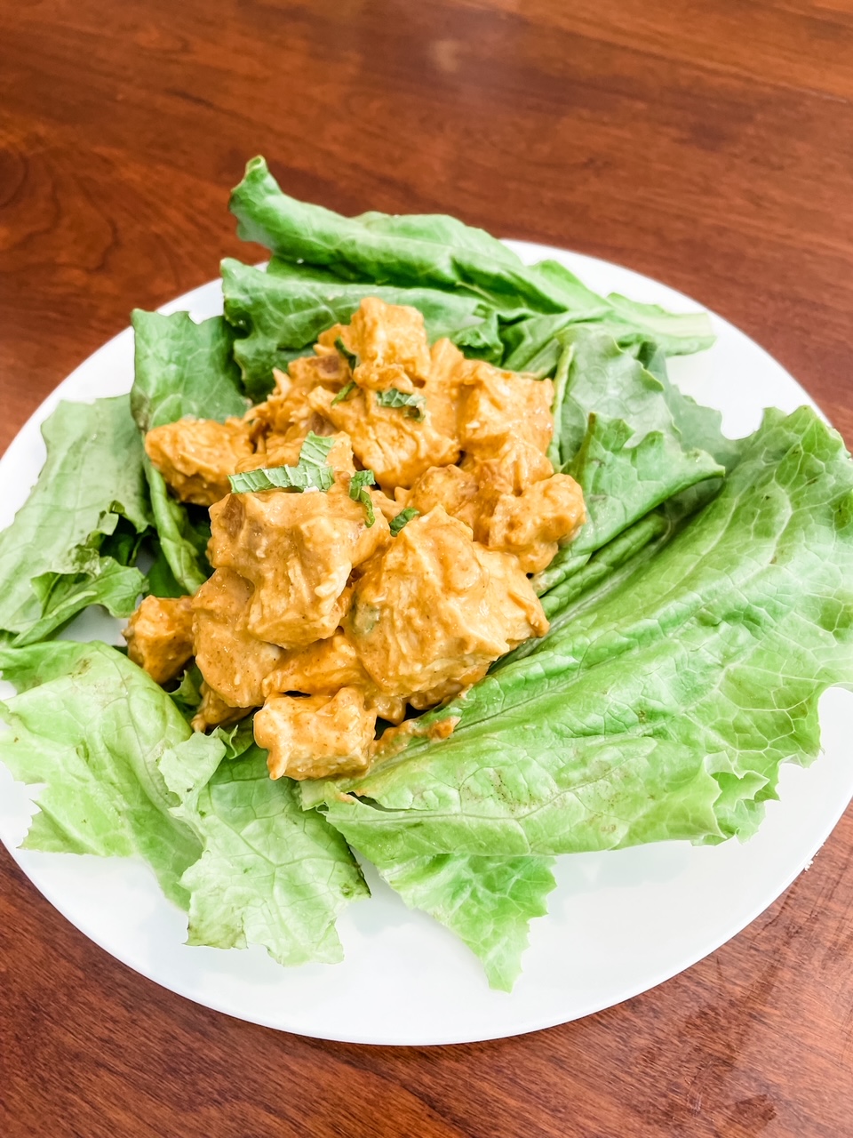 The Healthier Coronation Chicken served on a bed of lettuce