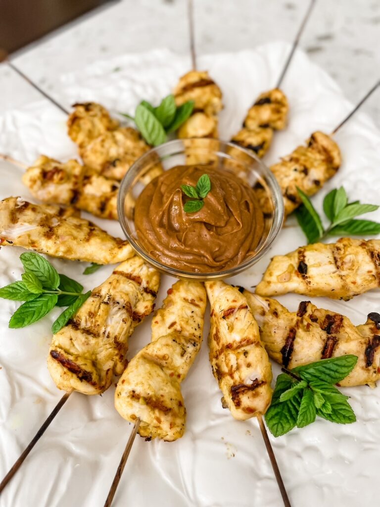 Asian Chicken Skewers with Peanut Dipping Sauce Marie Bostwick