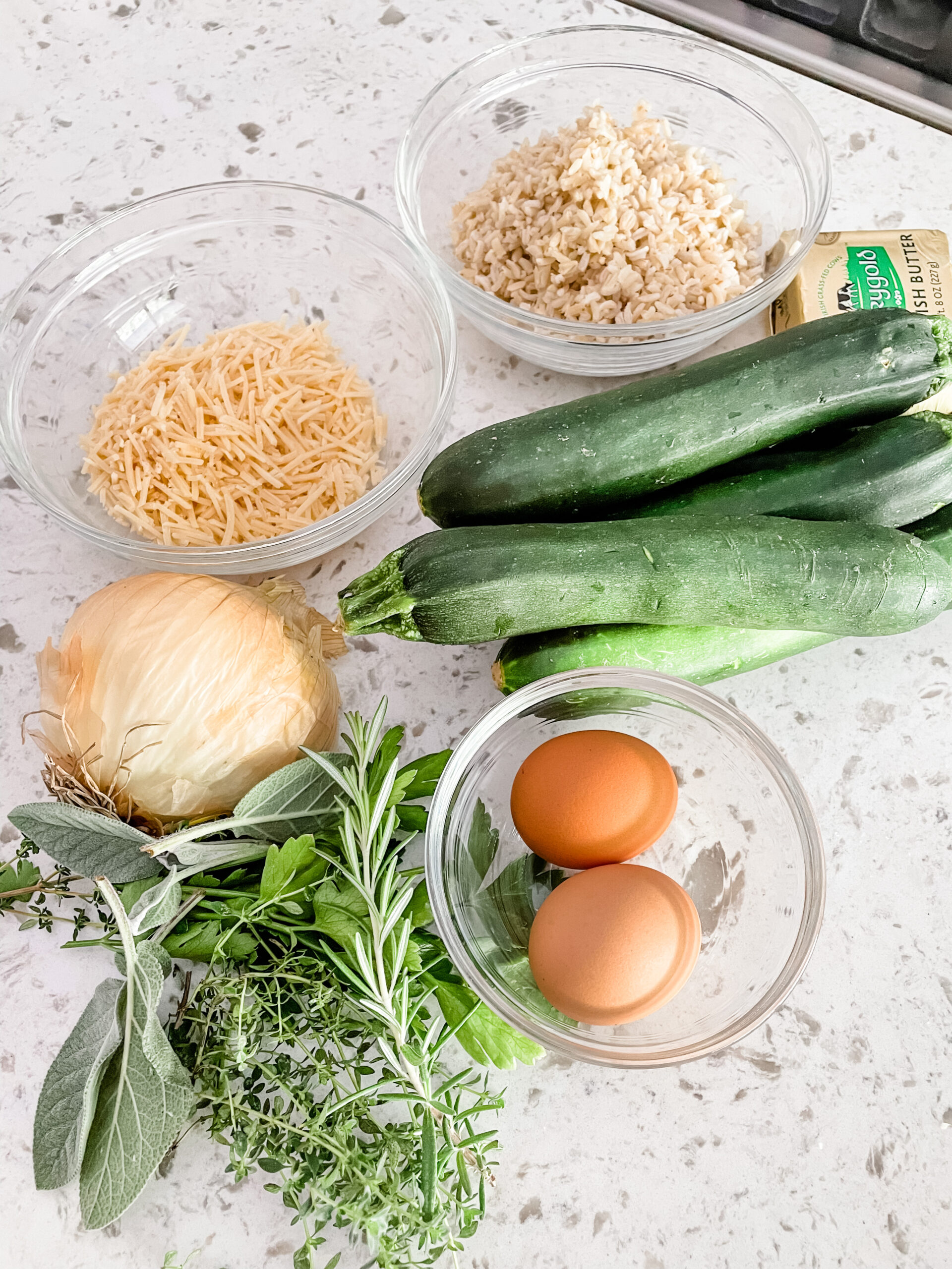 The ingredients for the Parmesan Zucchini Casserole