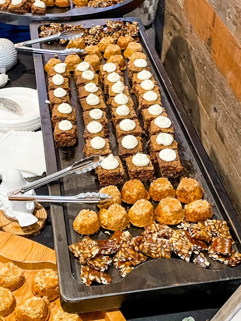 A board full of desserts