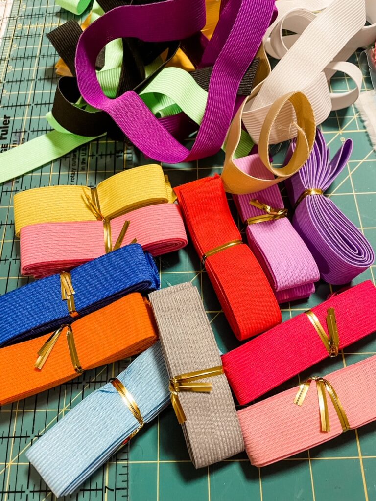 Bundles of different colored elastics