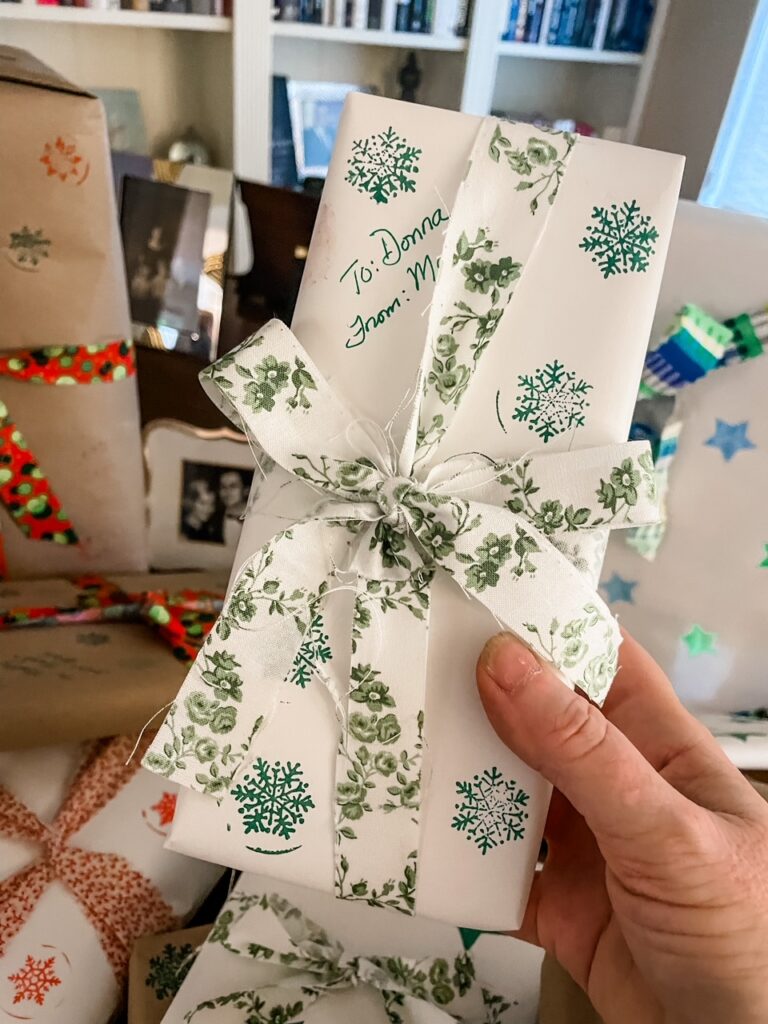 Christmas gift wrap using what you have on hand