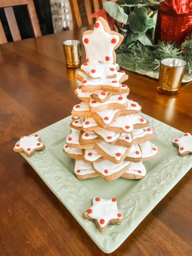 The finished Sugar Cookie Christmas Tree Stack