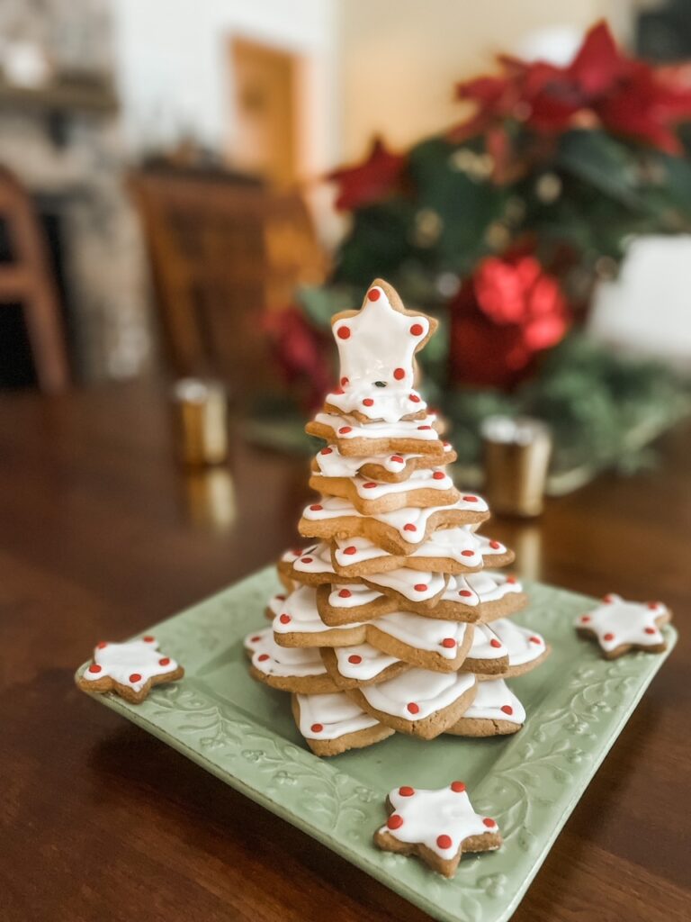 A finished Sugar Cookie Christmas Tree Stack