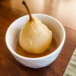 A close up of the Poached Pears with Marsala