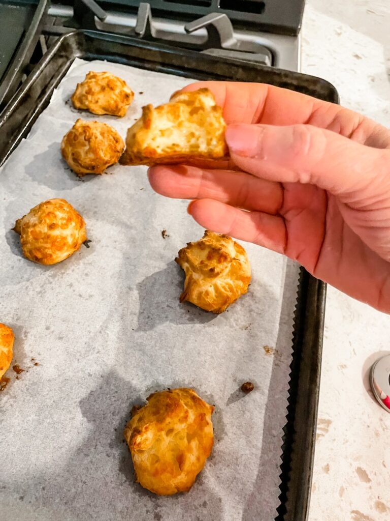 The Easy Gougeres on a baking pan