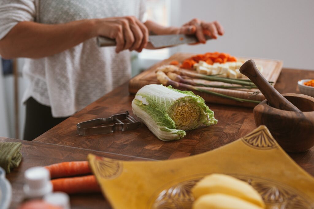 Cooking items set out on a counter