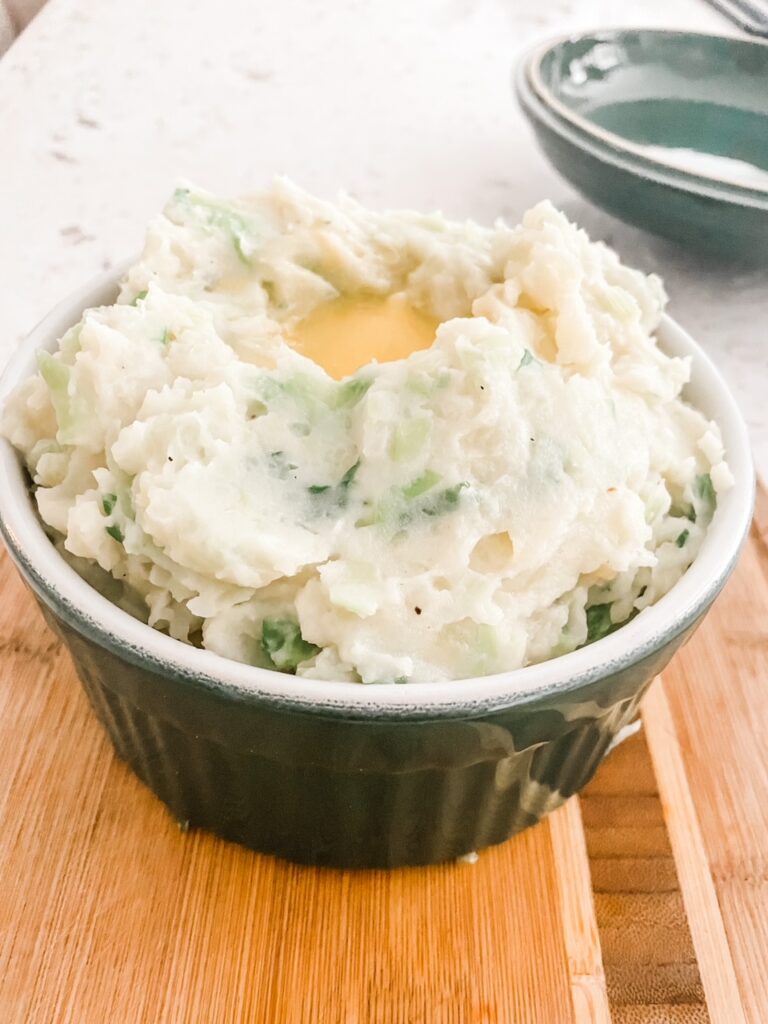 A close up of the Colcannon Irish Mashed Potatoes