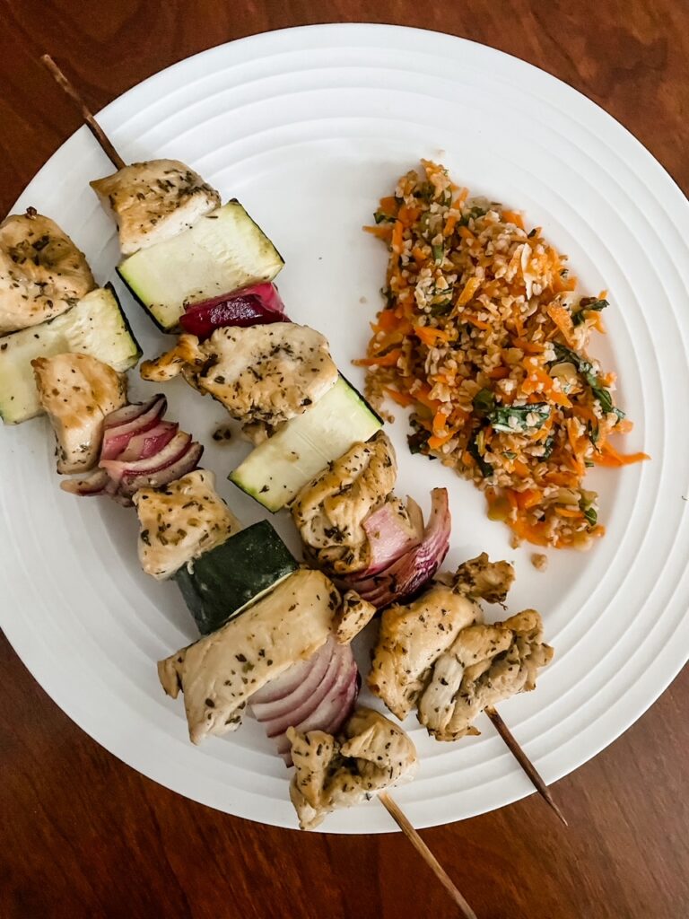 Grilled Chicken Skewers with Basil Couscous