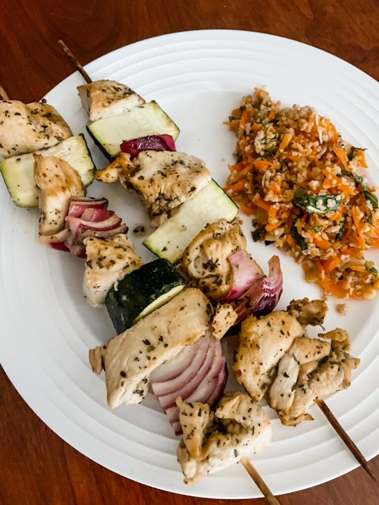 Grilled Chicken Skewers with Basil Couscous