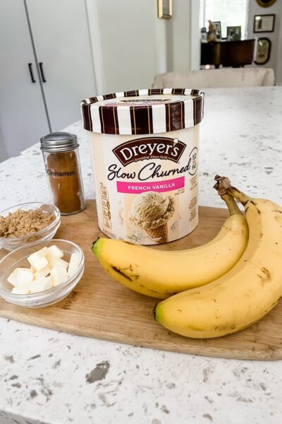 The ingredients for the broiled banana sundaes - a easy recipe for cooking with kids