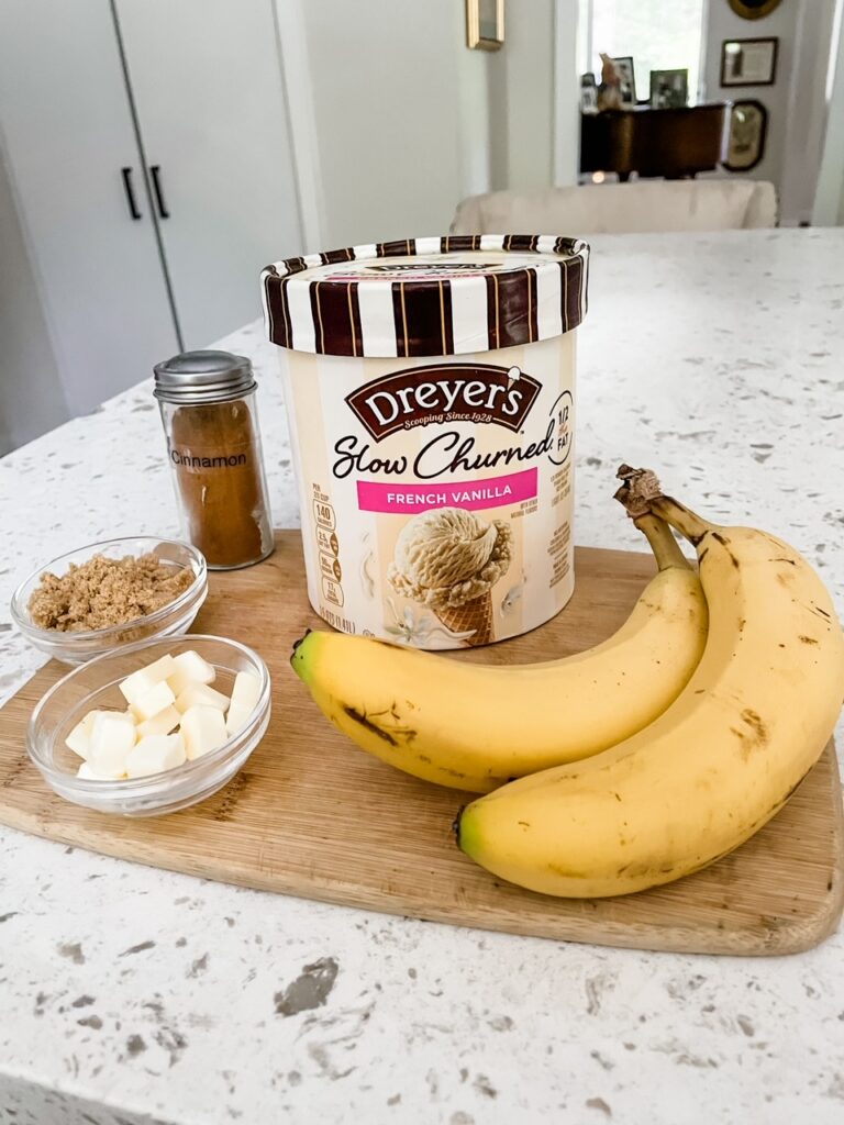 The ingredients for the broiled banana sundaes - a easy recipe for cooking with kids