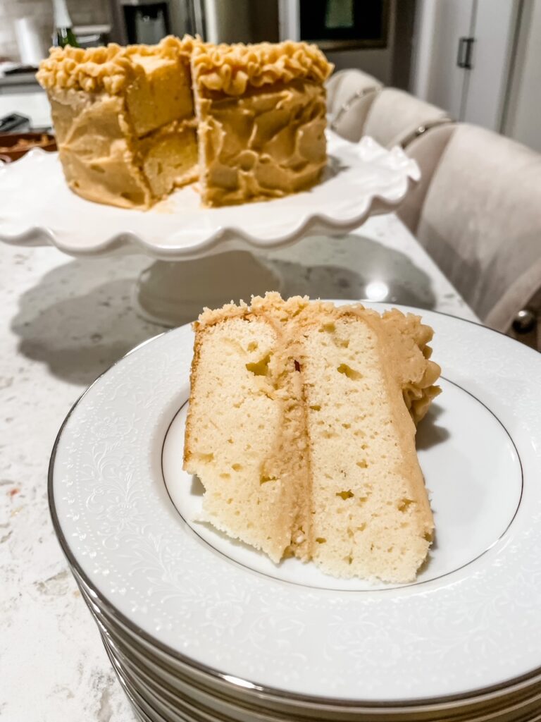 A slice of the caramel cake