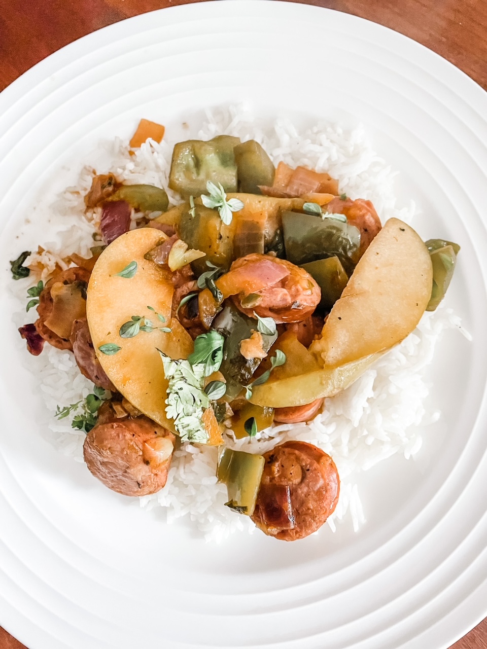 Chicken Sausage, Apple, and Sweet Pepper Skillet - Marie Bostwick